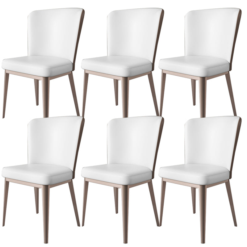 Contemporary Metal Dining Room Chair Armless Faux Leather Side Chairs