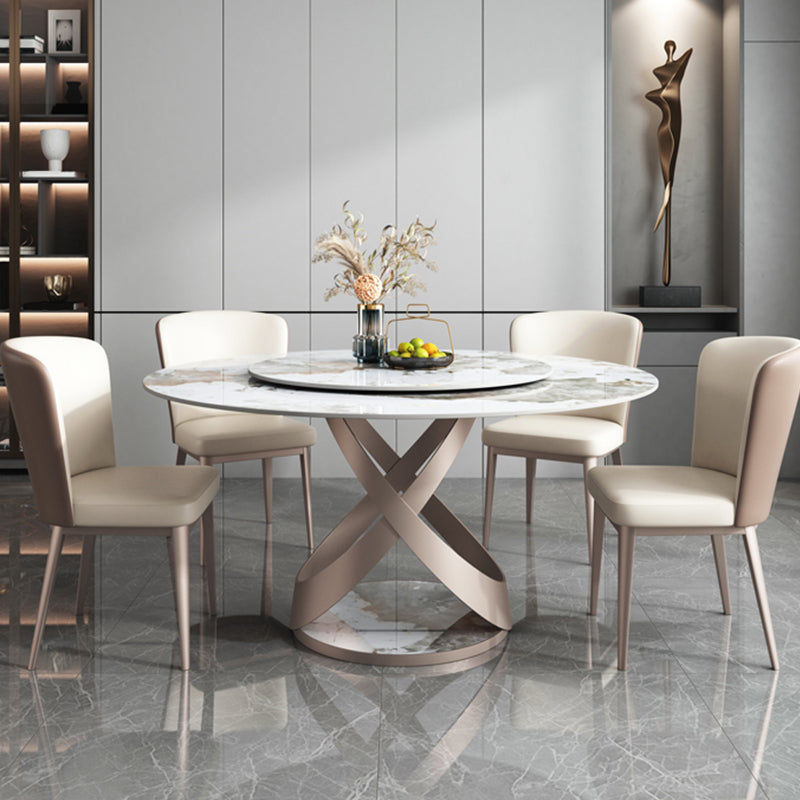 Contemporary Metal Dining Room Chair Armless Faux Leather Side Chairs