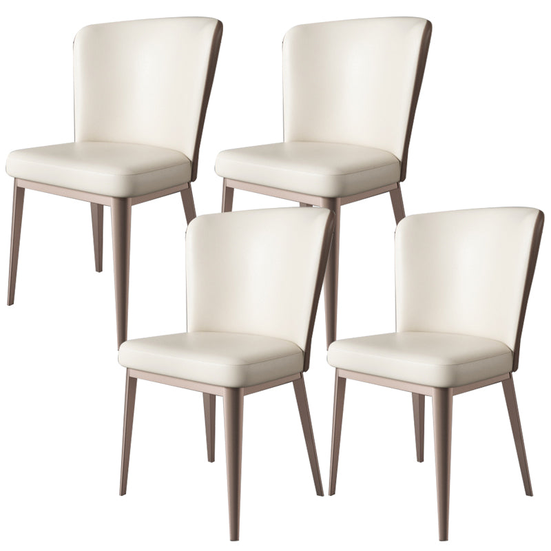 Contemporary Metal Dining Room Chair Armless Faux Leather Side Chairs