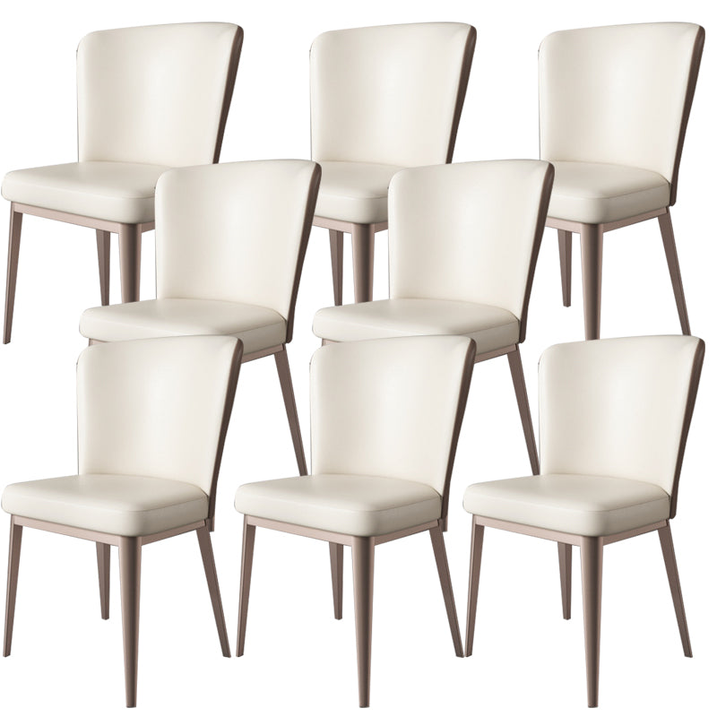 Contemporary Metal Dining Room Chair Armless Faux Leather Side Chairs