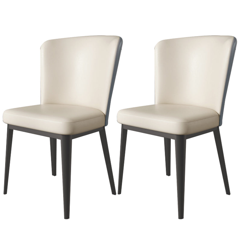 Contemporary Metal Dining Room Chair Armless Faux Leather Side Chairs