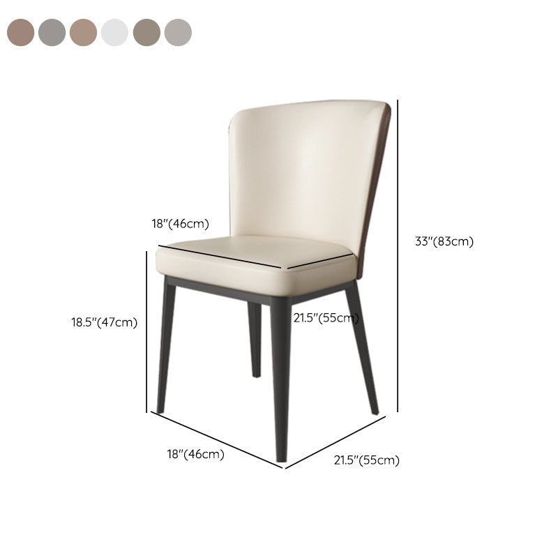 Contemporary Metal Dining Room Chair Armless Faux Leather Side Chairs