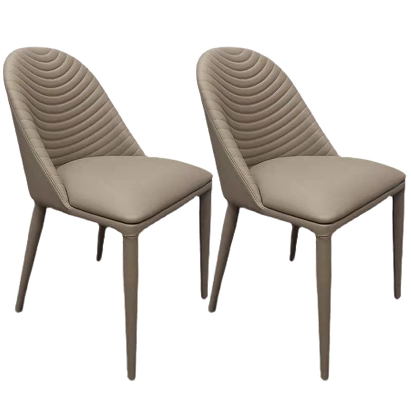 Modern Style Metal Dining Chair Faux Leather Armless Dining Room Chair for Home Use