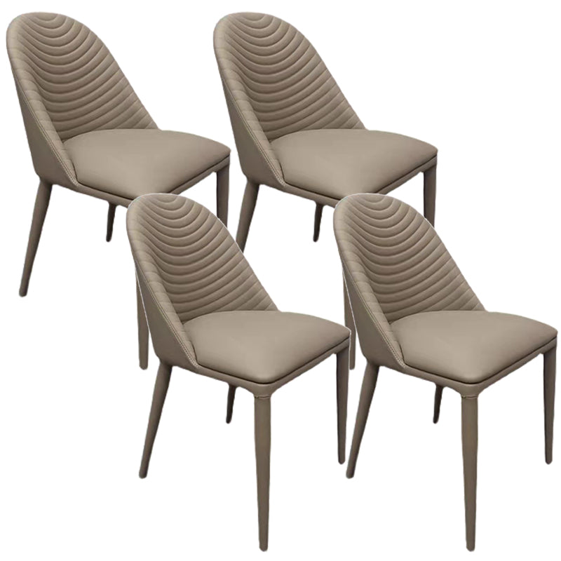 Modern Style Metal Dining Chair Faux Leather Armless Dining Room Chair for Home Use