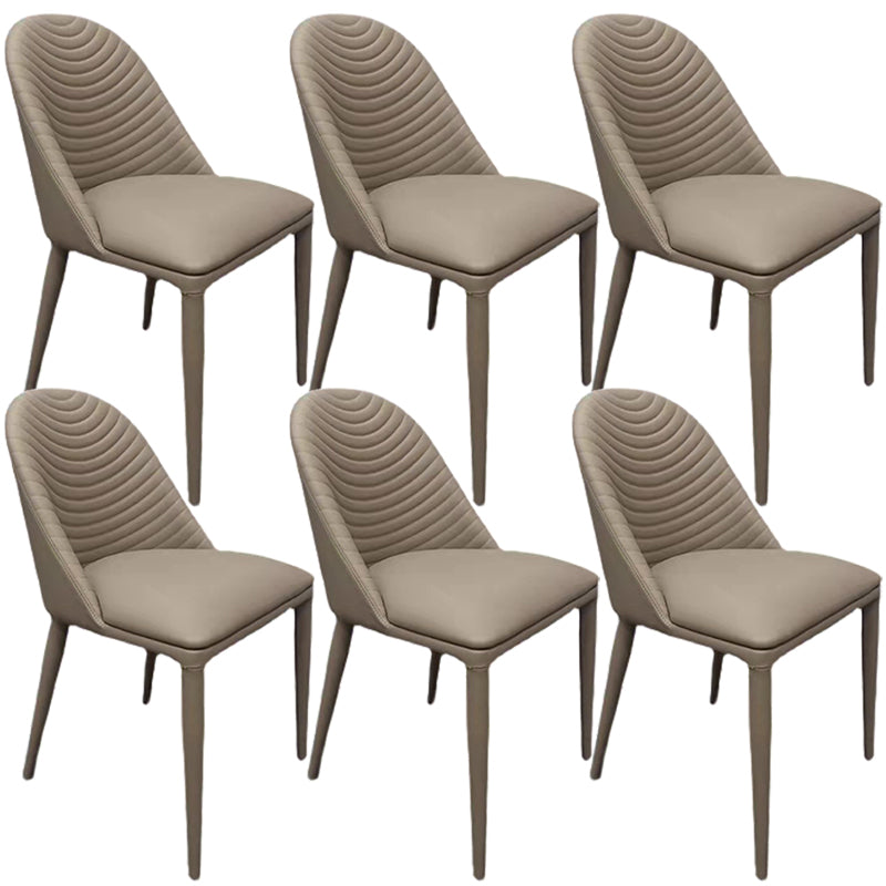 Modern Style Metal Dining Chair Faux Leather Armless Dining Room Chair for Home Use