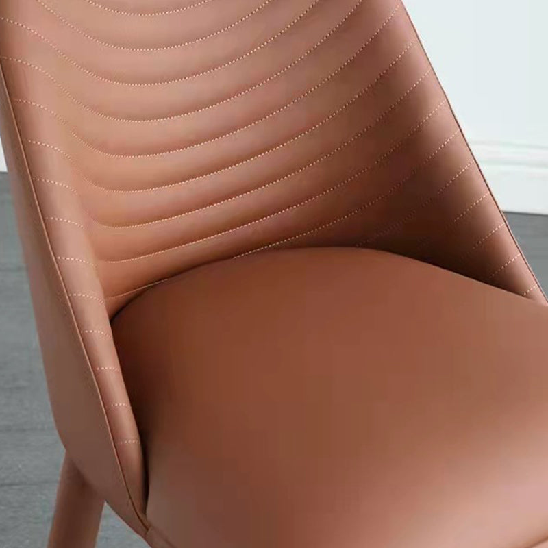 Modern Style Metal Dining Chair Faux Leather Armless Dining Room Chair for Home Use