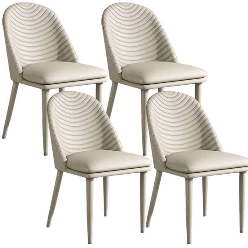 Modern Style Metal Dining Chair Faux Leather Armless Dining Room Chair for Home Use