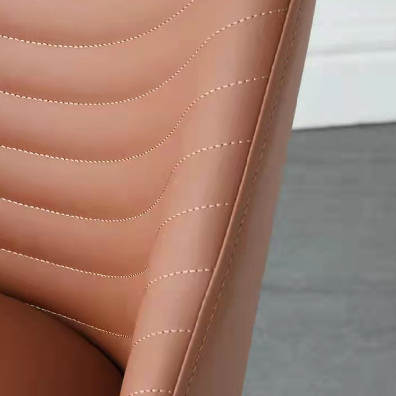 Modern Style Metal Dining Chair Faux Leather Armless Dining Room Chair for Home Use