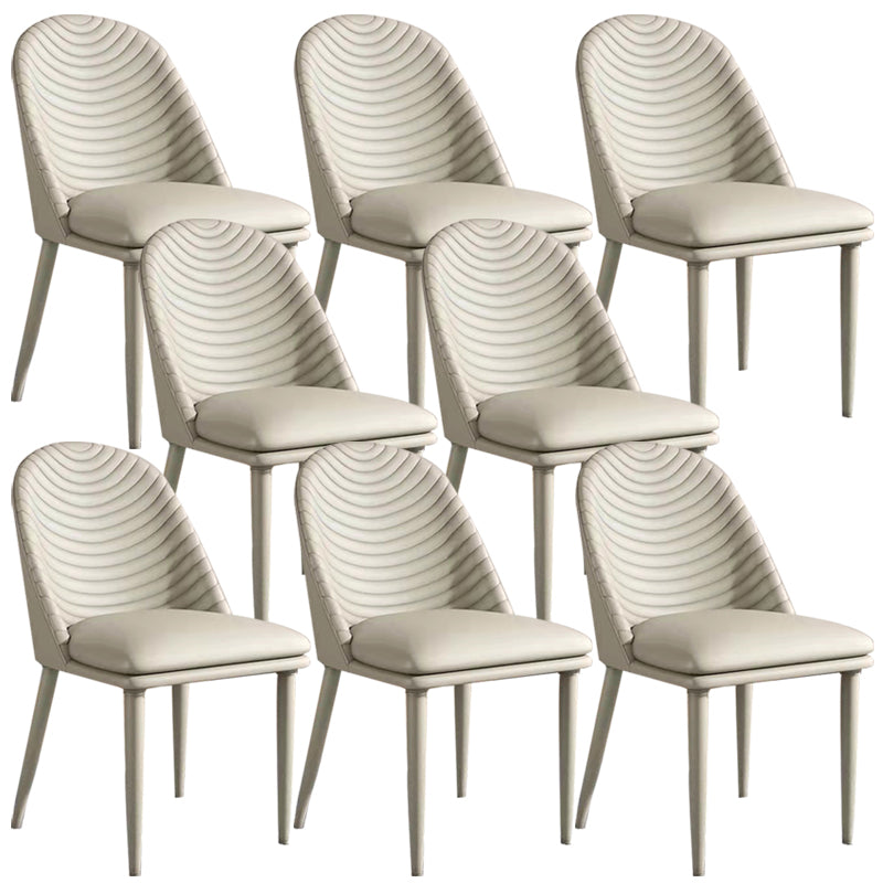 Modern Style Metal Dining Chair Faux Leather Armless Dining Room Chair for Home Use