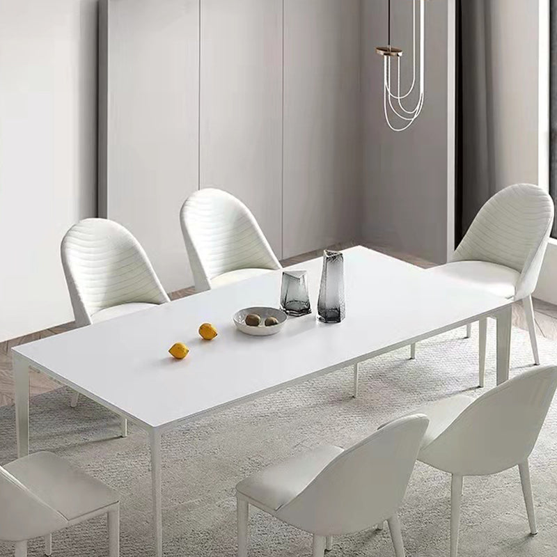 Modern Style Metal Dining Chair Faux Leather Armless Dining Room Chair for Home Use