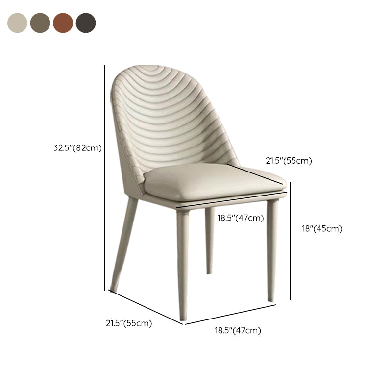 Modern Style Metal Dining Chair Faux Leather Armless Dining Room Chair for Home Use