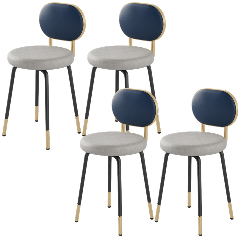 Luxurious Upholstered Armless Chair Open Back Side Leather Chair with Metal Base