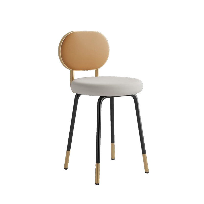 Luxurious Upholstered Armless Chair Open Back Side Leather Chair with Metal Base