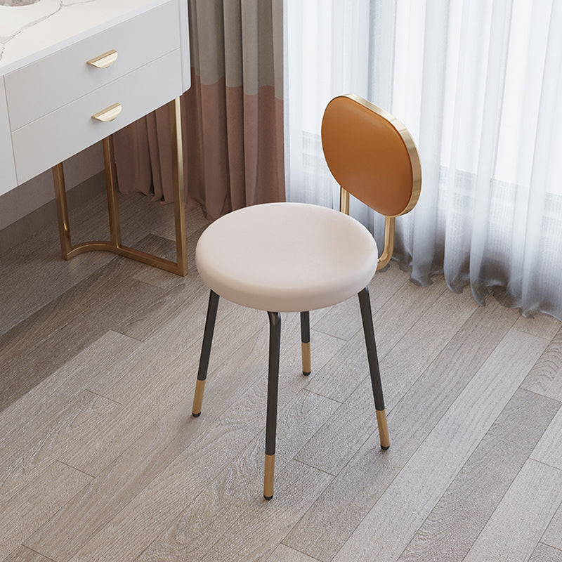 Luxurious Upholstered Armless Chair Open Back Side Leather Chair with Metal Base