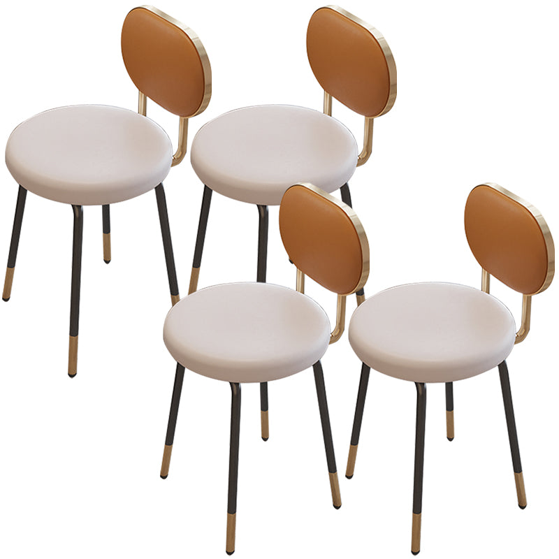 Luxurious Upholstered Armless Chair Open Back Side Leather Chair with Metal Base