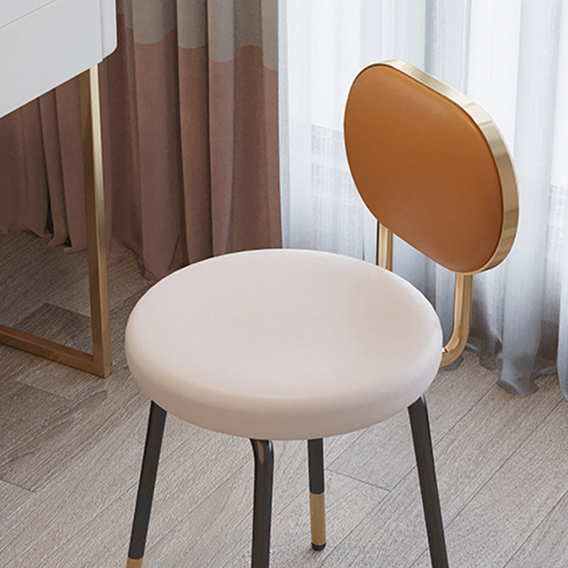 Luxurious Upholstered Armless Chair Open Back Side Leather Chair with Metal Base