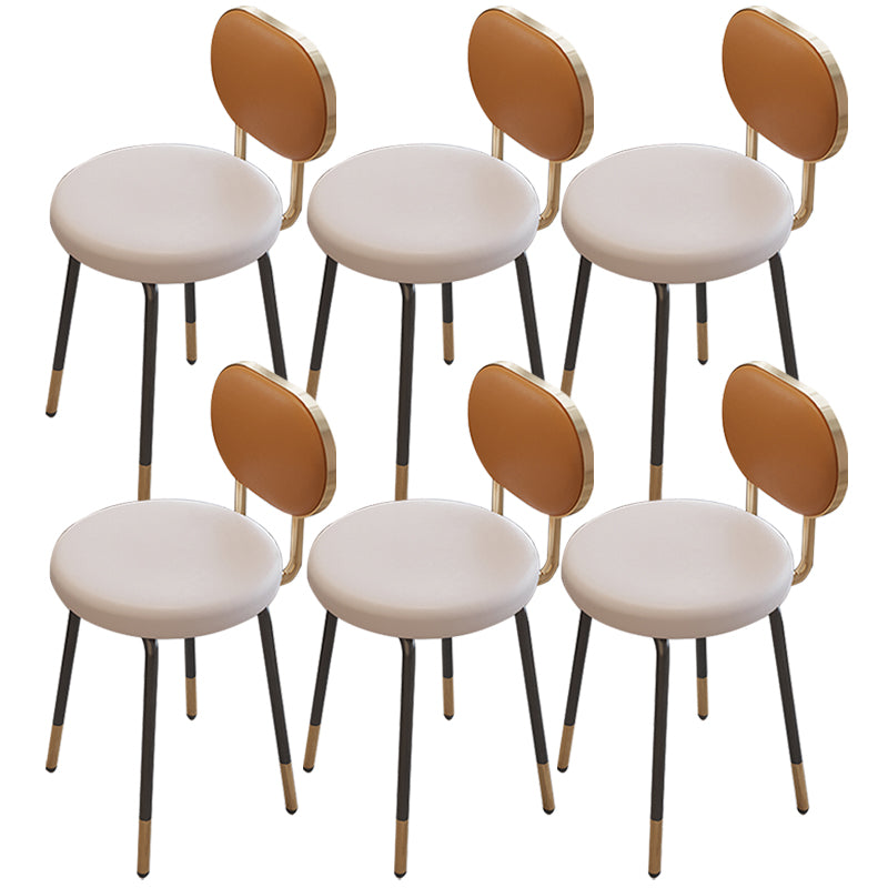 Luxurious Upholstered Armless Chair Open Back Side Leather Chair with Metal Base