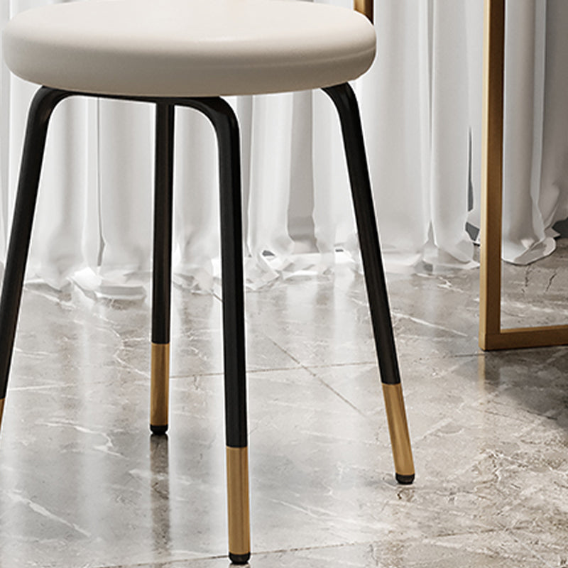 Luxurious Upholstered Armless Chair Open Back Side Leather Chair with Metal Base