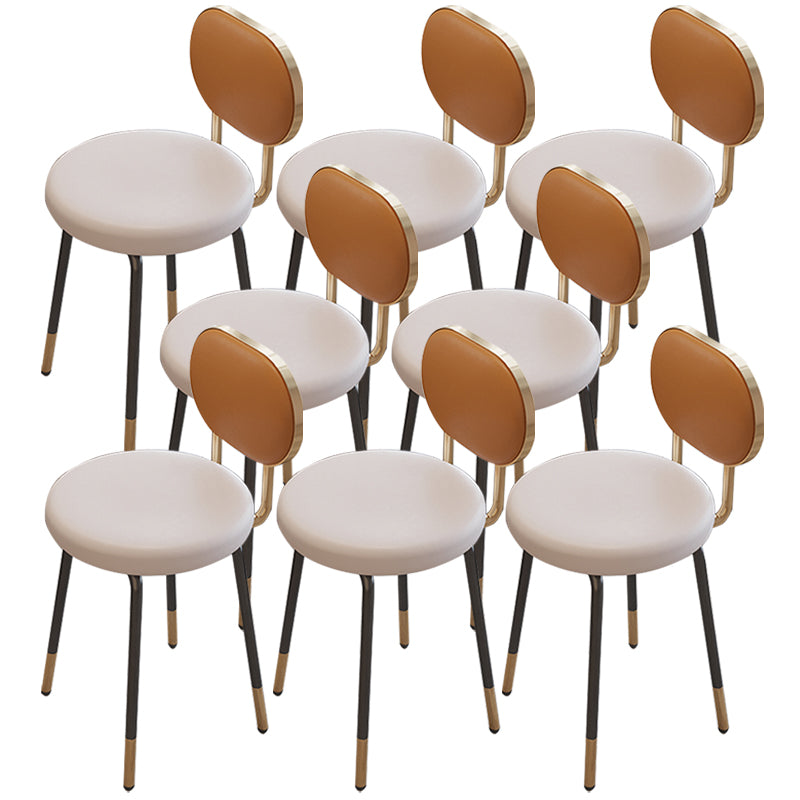 Luxurious Upholstered Armless Chair Open Back Side Leather Chair with Metal Base