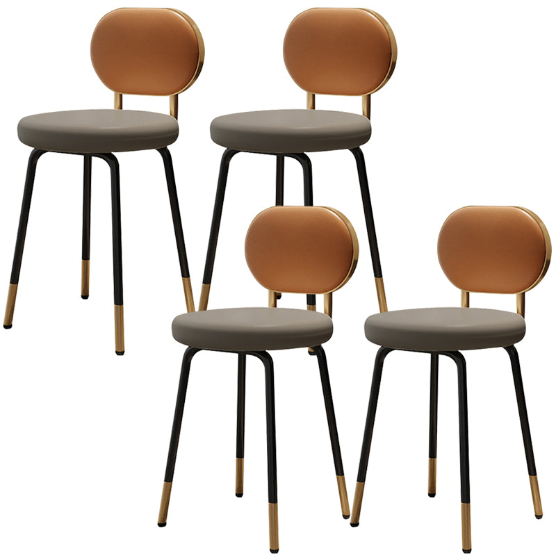 Luxurious Upholstered Armless Chair Open Back Side Leather Chair with Metal Base