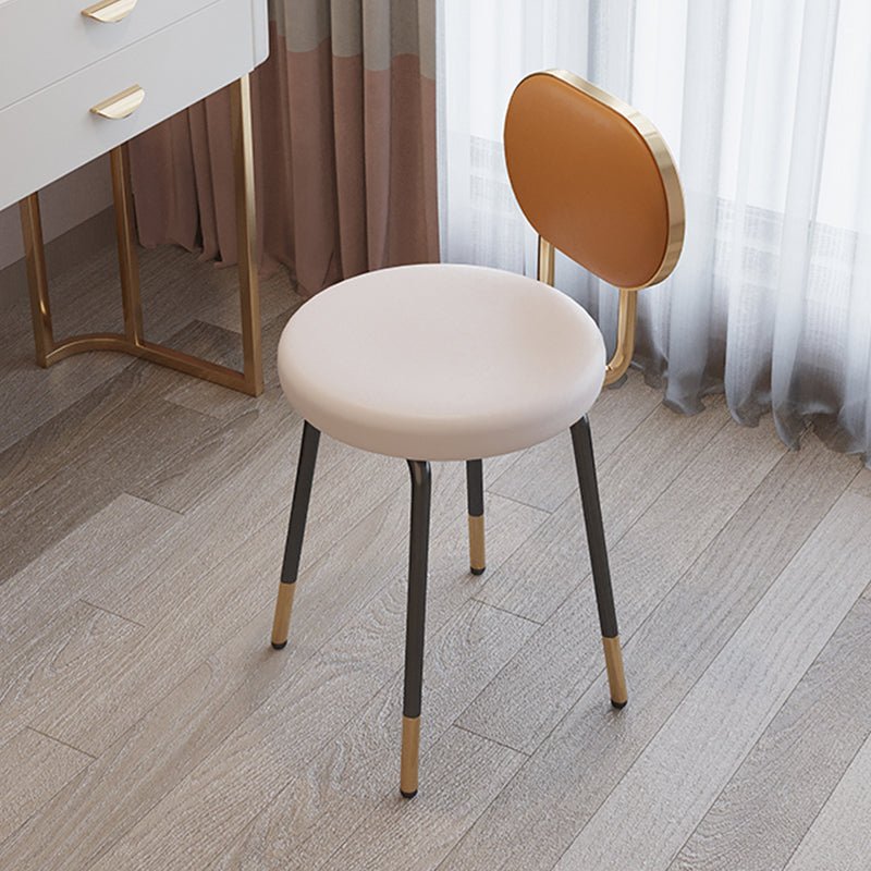 Luxurious Upholstered Armless Chair Open Back Side Leather Chair with Metal Base