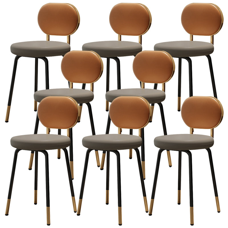 Luxurious Upholstered Armless Chair Open Back Side Leather Chair with Metal Base