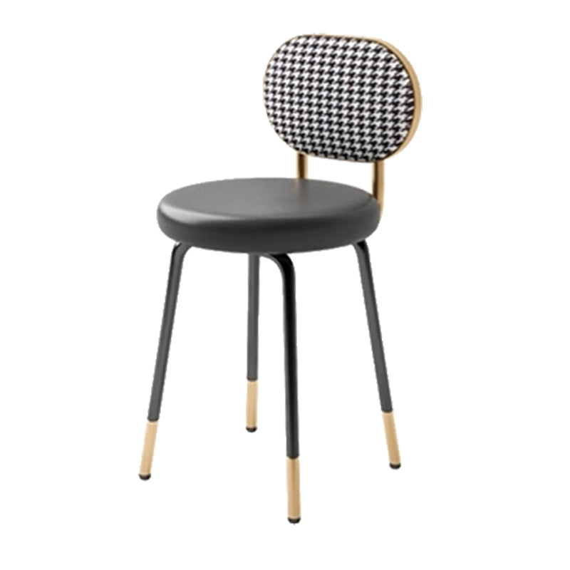 Luxurious Upholstered Armless Chair Open Back Side Leather Chair with Metal Base