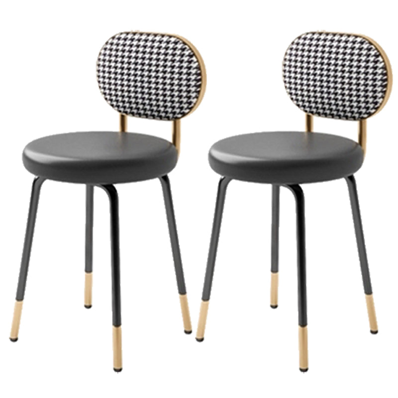 Luxurious Upholstered Armless Chair Open Back Side Leather Chair with Metal Base