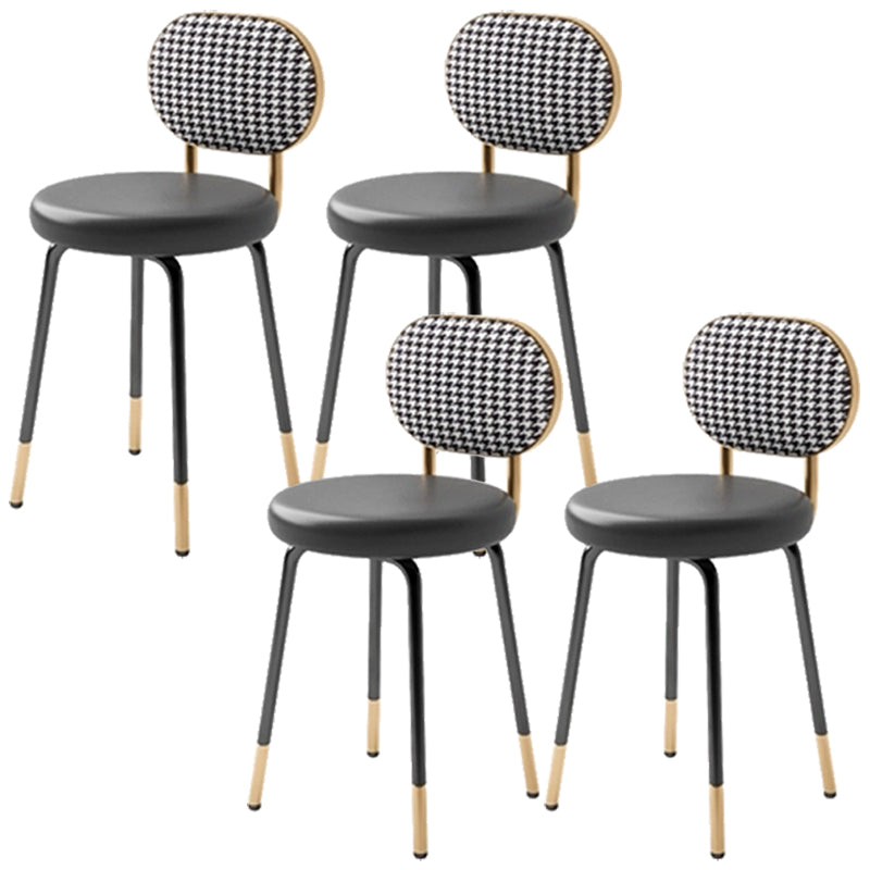 Luxurious Upholstered Armless Chair Open Back Side Leather Chair with Metal Base