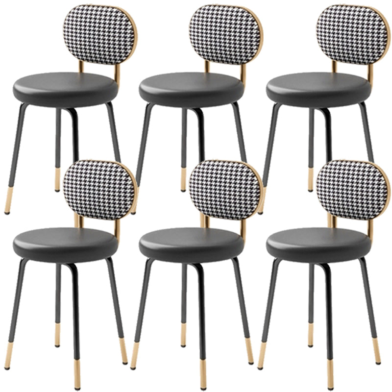 Luxurious Upholstered Armless Chair Open Back Side Leather Chair with Metal Base