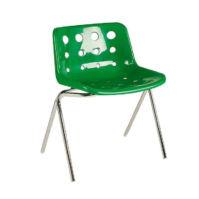 Contemporary Style Armless Chair Plastic Dining Chair with Metal Legs