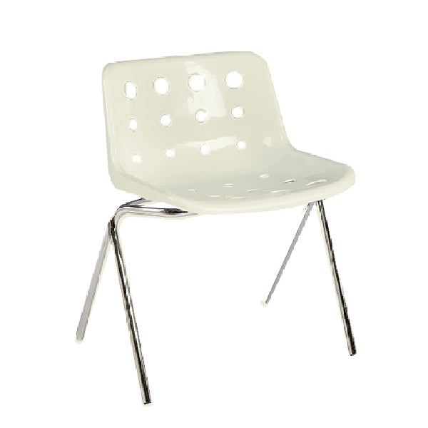 Contemporary Style Armless Chair Plastic Dining Chair with Metal Legs