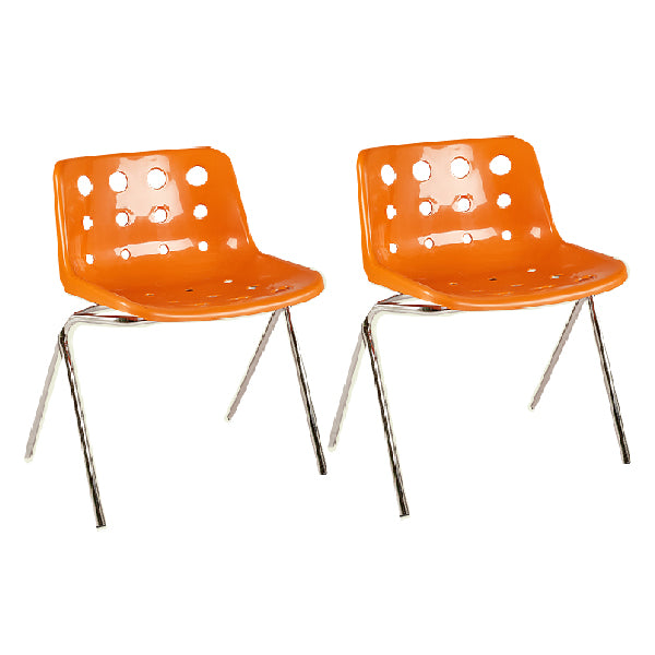 Contemporary Style Armless Chair Plastic Dining Chair with Metal Legs