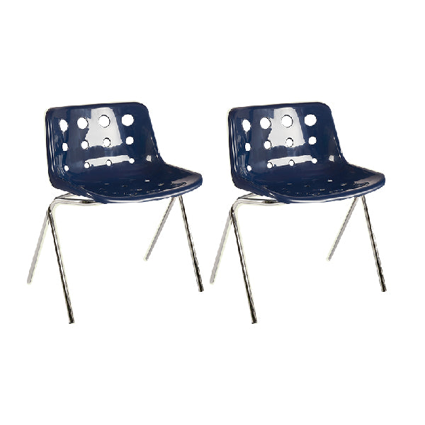 Contemporary Style Armless Chair Plastic Dining Chair with Metal Legs