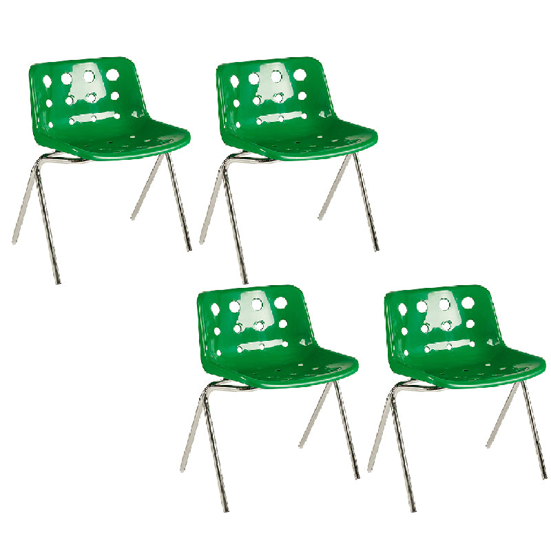 Contemporary Style Armless Chair Plastic Dining Chair with Metal Legs