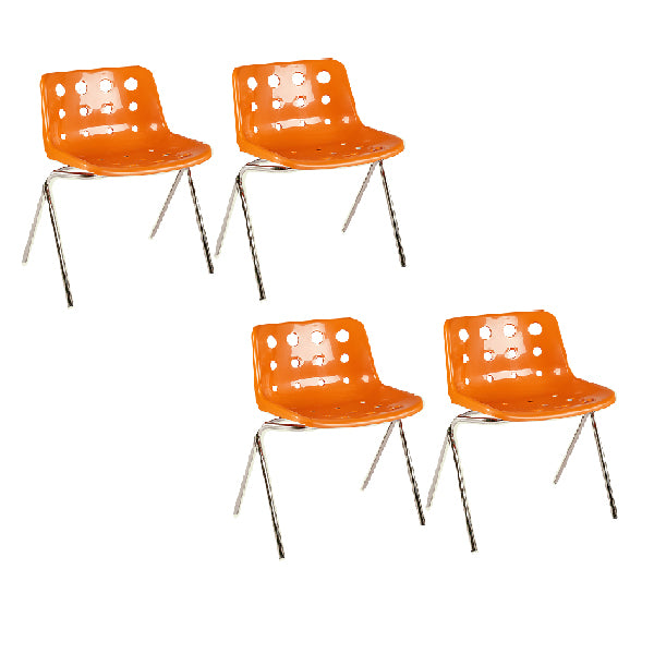 Contemporary Style Armless Chair Plastic Dining Chair with Metal Legs