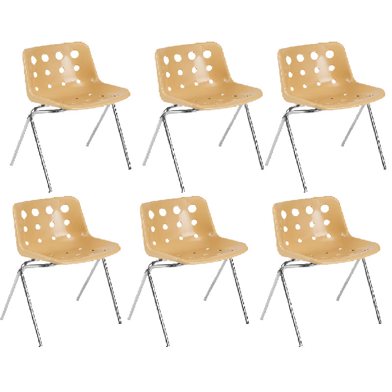 Contemporary Style Armless Chair Plastic Dining Chair with Metal Legs