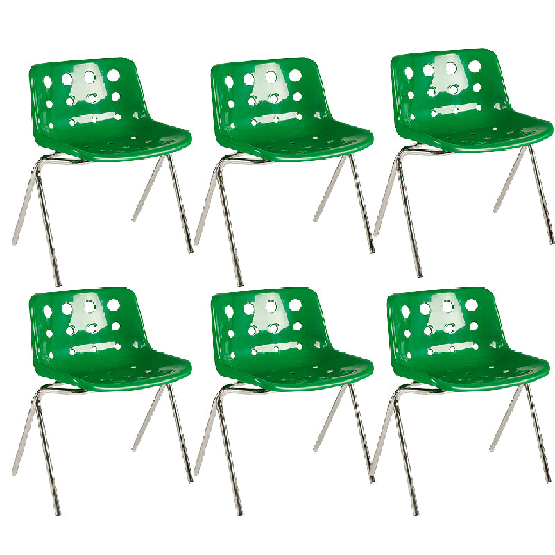 Contemporary Style Armless Chair Plastic Dining Chair with Metal Legs