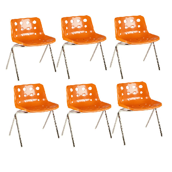 Contemporary Style Armless Chair Plastic Dining Chair with Metal Legs