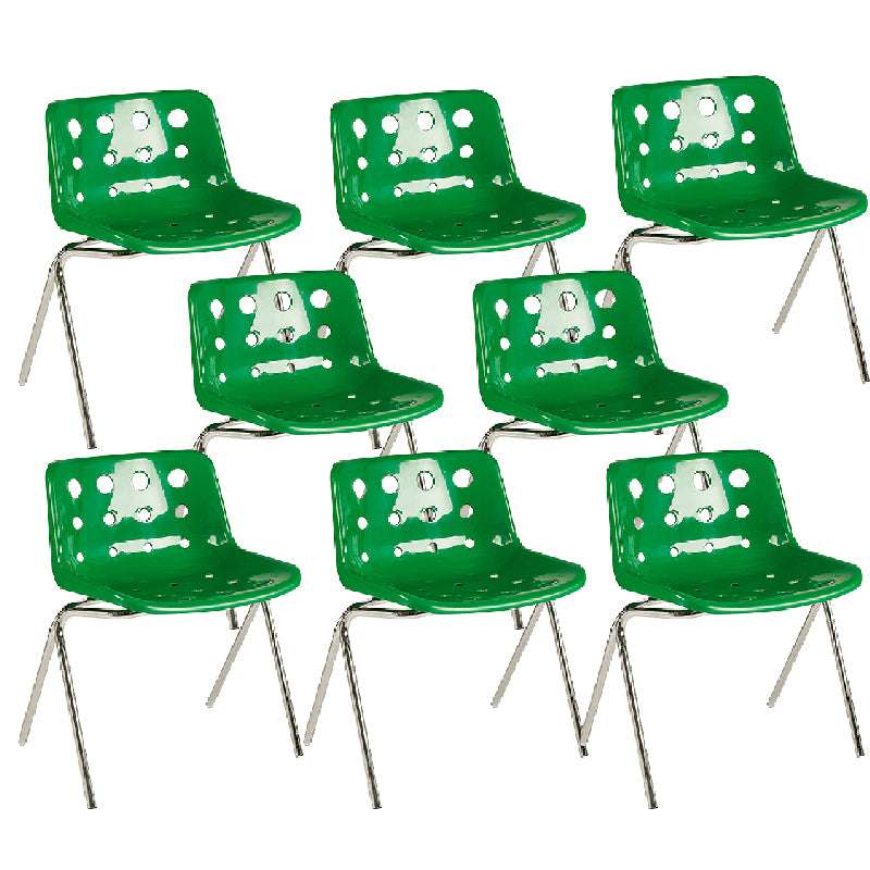 Contemporary Style Armless Chair Plastic Dining Chair with Metal Legs