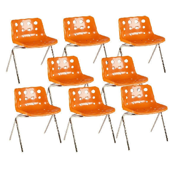 Contemporary Style Armless Chair Plastic Dining Chair with Metal Legs