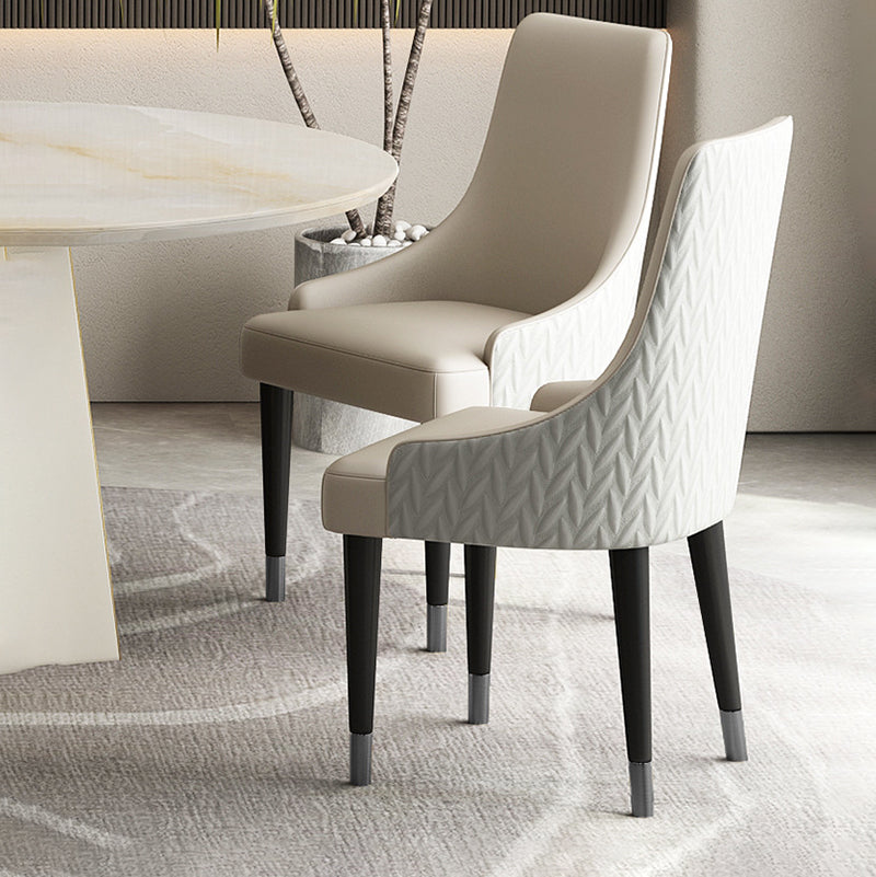 Contemporary Style Chairs Arm Dining Chairs with Wood Legs for Kitchen