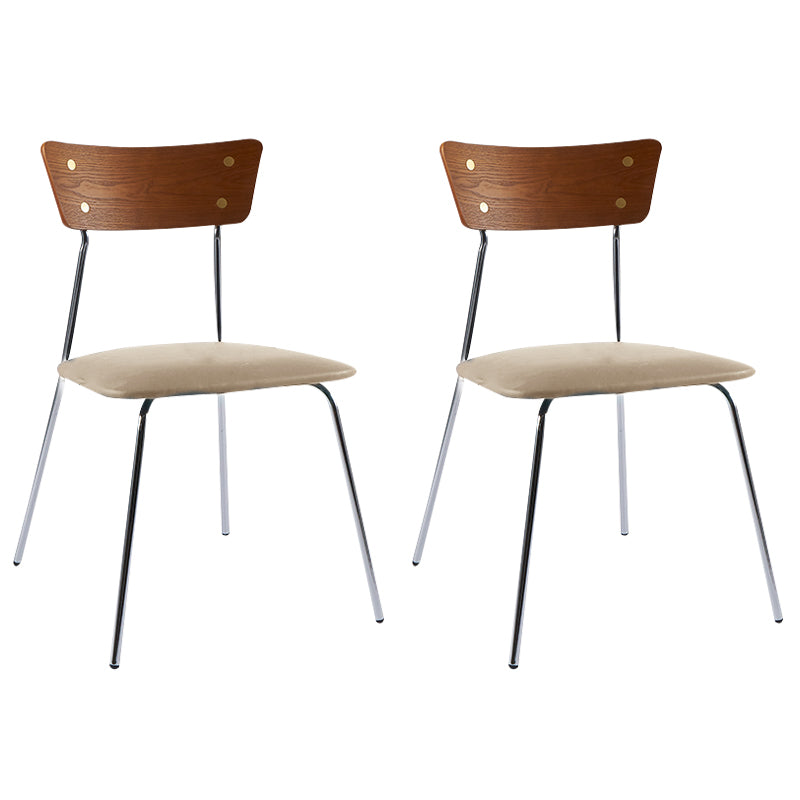 Industrial Upholstered Armless Chair Open Back Side Leather Chair with Metal Base