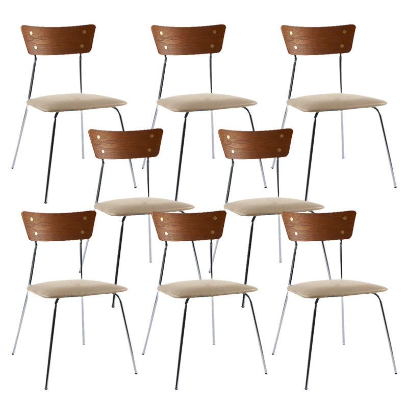 Industrial Upholstered Armless Chair Open Back Side Leather Chair with Metal Base