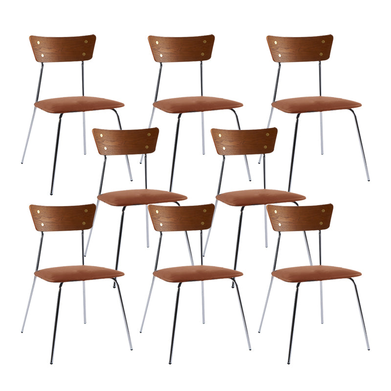 Industrial Upholstered Armless Chair Open Back Side Leather Chair with Metal Base