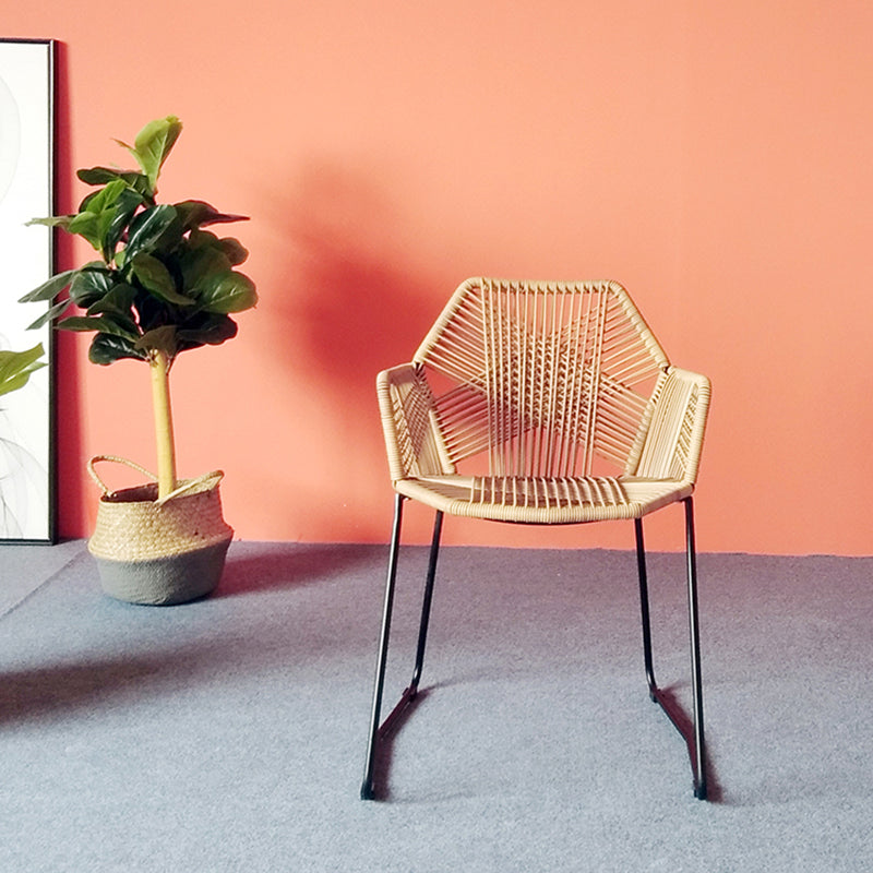 Modern Cross Back Side Chair Plastic Arm Chair with Metal Base for Dining Room