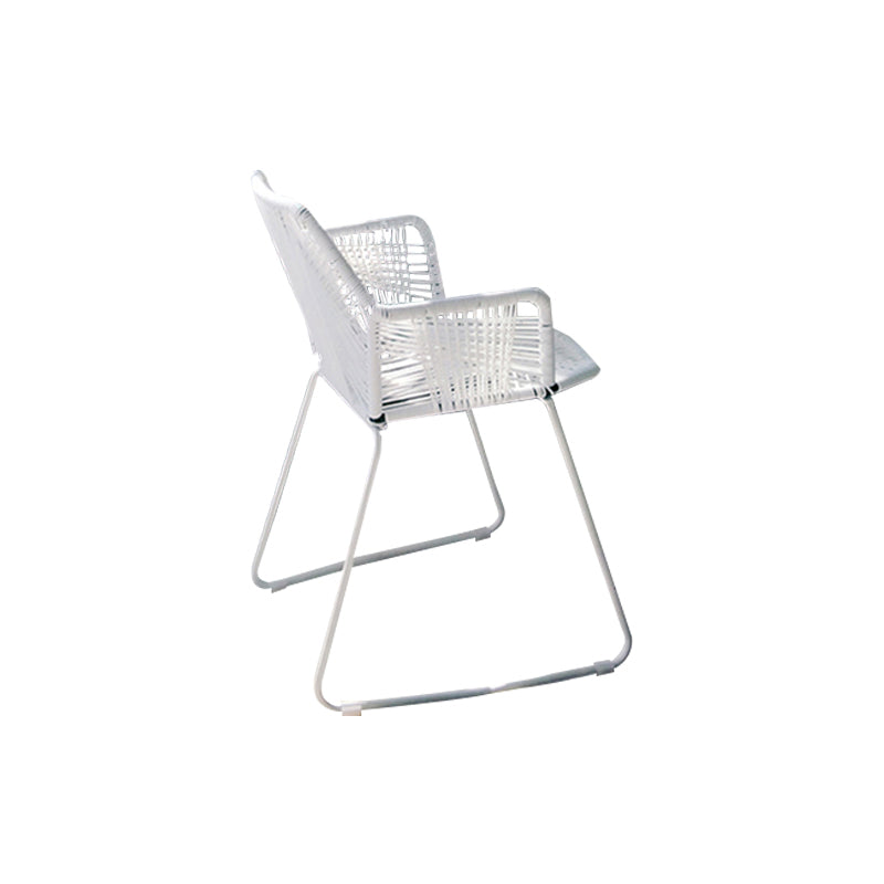 Modern Cross Back Side Chair Plastic Arm Chair with Metal Base for Dining Room
