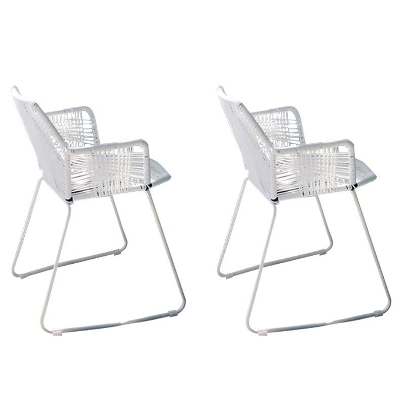 Modern Cross Back Side Chair Plastic Arm Chair with Metal Base for Dining Room
