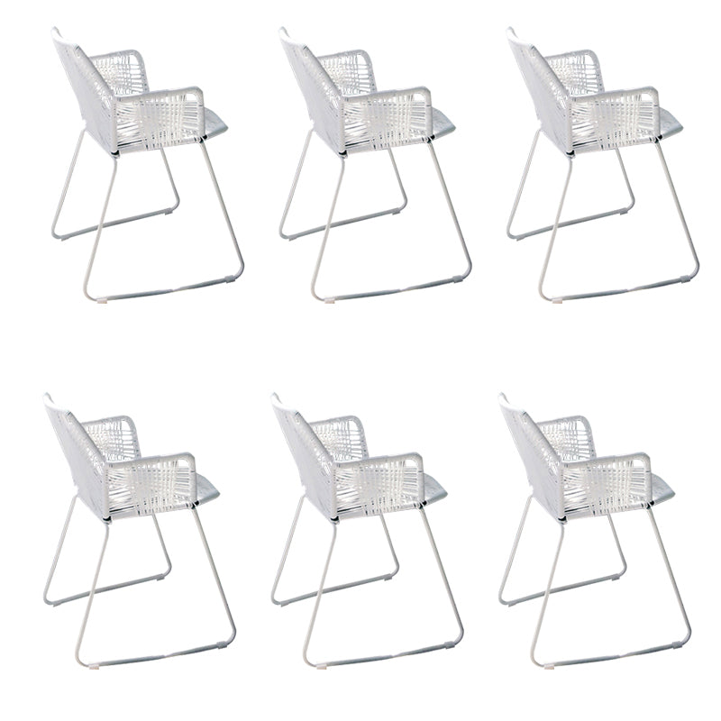 Modern Cross Back Side Chair Plastic Arm Chair with Metal Base for Dining Room