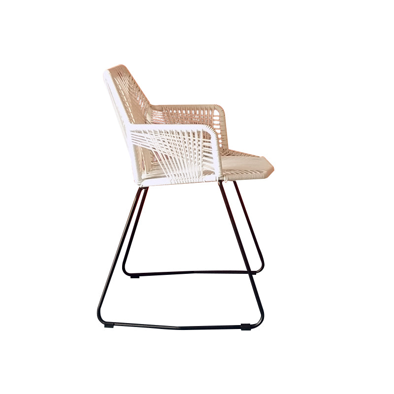 Modern Cross Back Side Chair Plastic Arm Chair with Metal Base for Dining Room